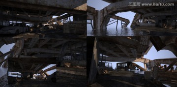 3D模型末日来临废墟桥底