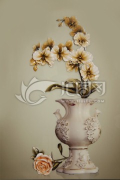 3D立體浮雕花卉蝴蝶蘭玄關(guān)合層