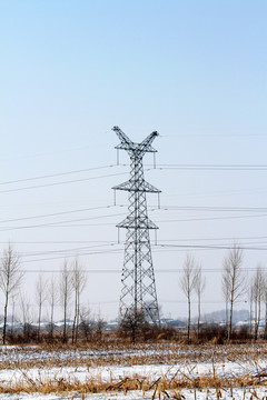 電塔 高壓線 冬天