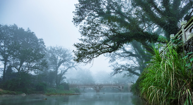 乡村晨雾 建瓯小松湖头