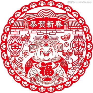 財(cái)神剪紙
