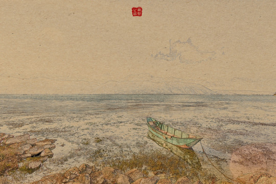 工筆畫風(fēng)的洱海