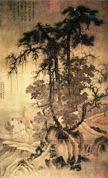唐棣 松蒲歸漁圖