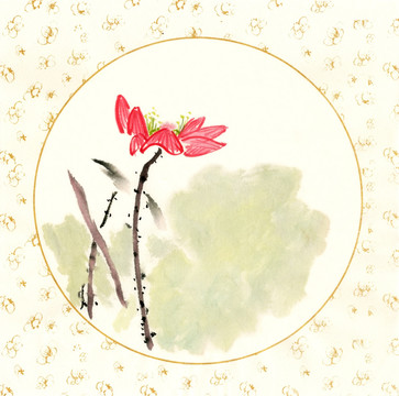 國畫荷花