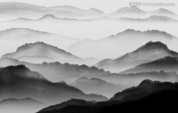煙繚繞霧 水墨遠(yuǎn)山背景