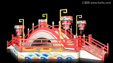 新年 春節(jié) 橋 燈籠