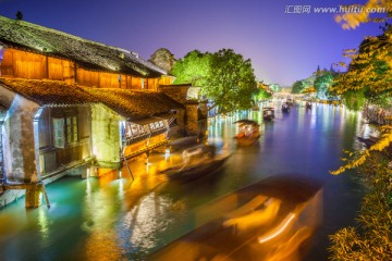 乌镇水乡夜景