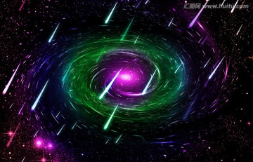 星空 漩渦星系流星