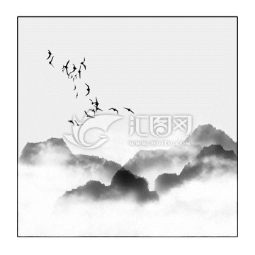水墨山水畫 古風(fēng)裝飾畫