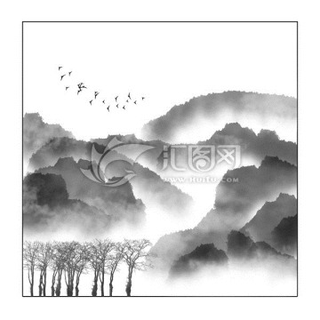 水墨山水畫 古風(fēng)裝飾畫