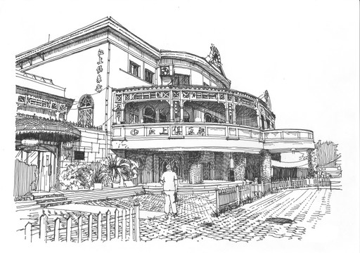 亚道古鲁布水上餐厅临江建筑