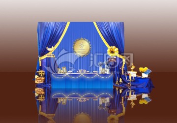 寶藍(lán)色歐式復(fù)古簽到區(qū)效果圖設(shè)計(jì)