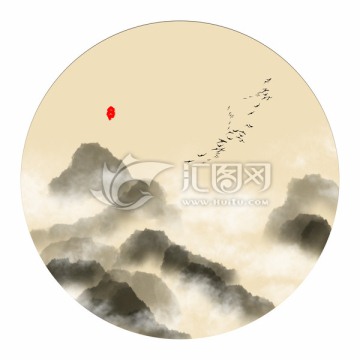 圓形小品畫 古風(fēng)裝飾畫