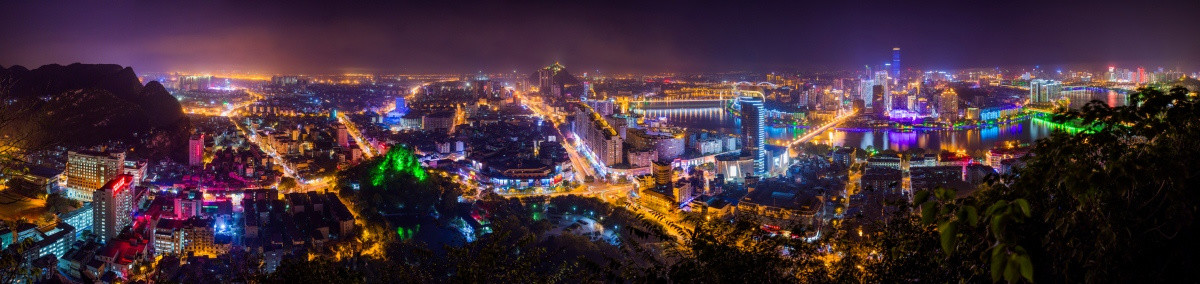 马鞍山观龙城特大夜景全景图