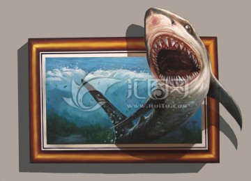 鲨鱼3D立体画