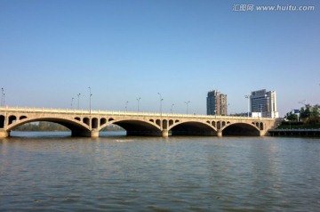 金华婺江通济桥城南桥全景
