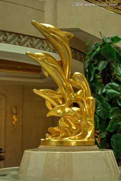 金色海豚雕塑 宾馆酒店装饰