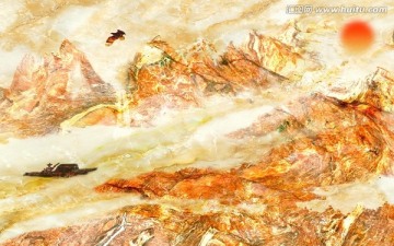 日照金山大理紋石背景墻