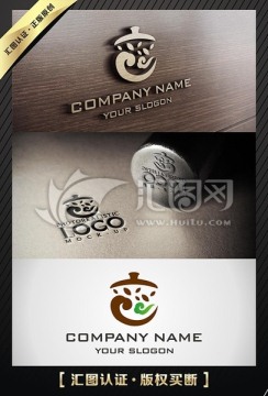 茶碗茶葉茶樓古典LOGO設計