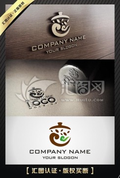 茶碗茶叶茶楼古典LOGO设计