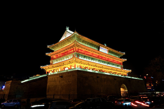 西安 鼓楼 钟鼓楼 夜景