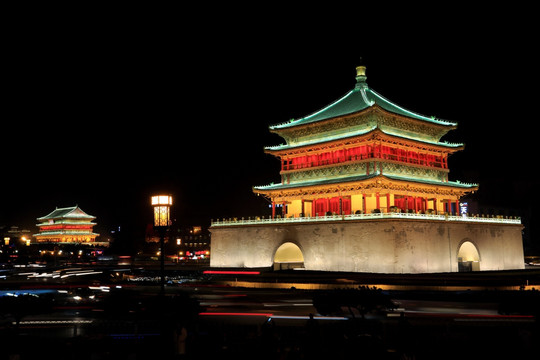 西安 钟楼 鼓楼 钟鼓楼 夜景