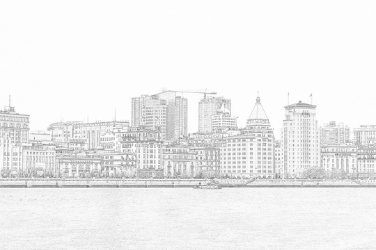 上海外灘建筑線描