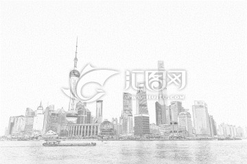 上海外灘建筑線描 合層