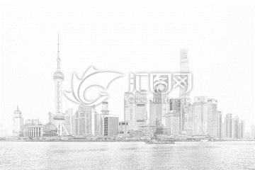 上海外灘建筑線描 合層
