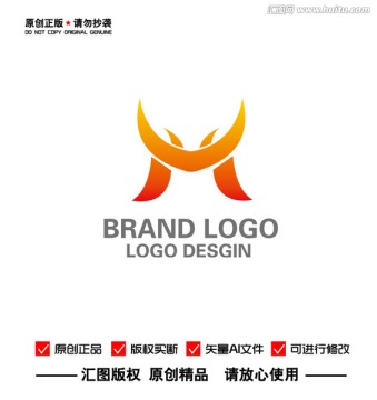 抽象牛头 鼎logo