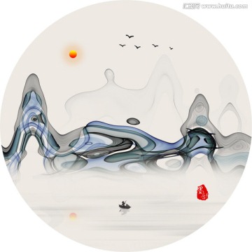 抽象意境山水 禪意