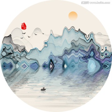 抽象水墨畫 禪意山水