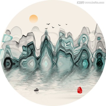 抽象水墨山水 禪境山水