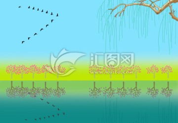 手繪插圖 春