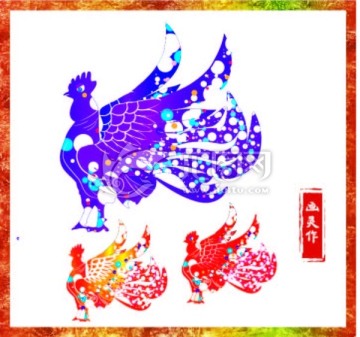 絢爛唯美矢量鳳凰金雞展翅雄雞