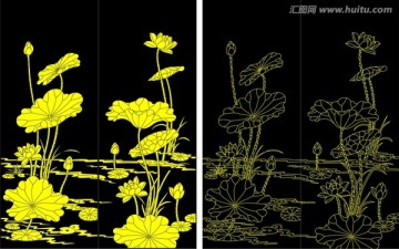 荷花豎幅