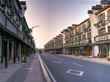 乌镇环河路 夕阳晚霞全景