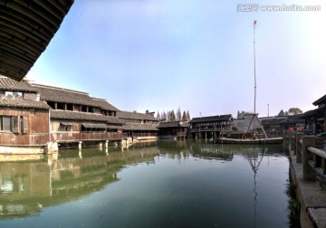 乌镇东栅 财神湾 高竿船 全景