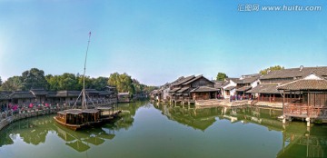 乌镇东栅财神湾高竿船全景