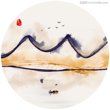 簡(jiǎn)約抽象意境山水 禪意墨韻