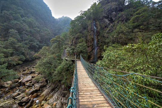 武义牛头山银锁桥瀑布全景