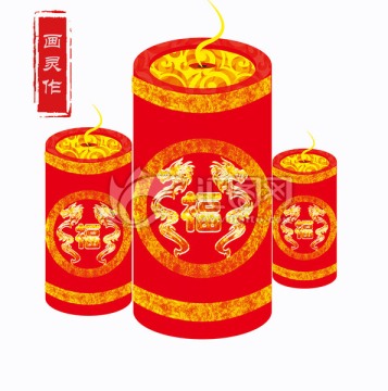 金色鞭炮春節(jié)素材紅色