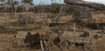 3D墨西哥荒野之木板車