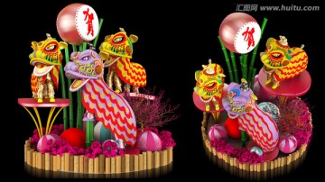 春節(jié) 新年 舞獅 醒獅 美陳