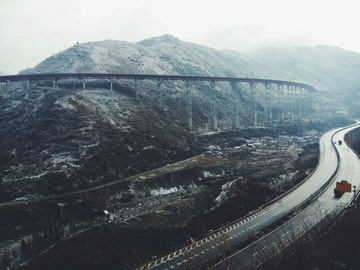 雅西高速公路干海子特大桥雪景