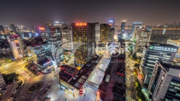 杭州市滨江区星光大道夜景