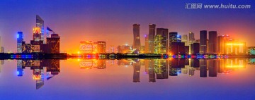杭州钱江新城夜景 全景大画幅