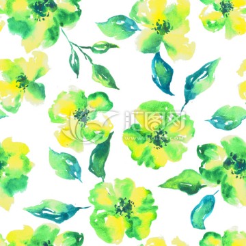 水彩花卉四方連續(xù) 分層