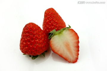 草莓 几个 白底素材图
