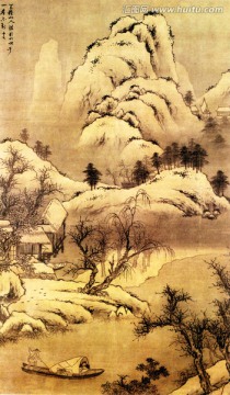 鐘欽禮 雪溪放艇圖